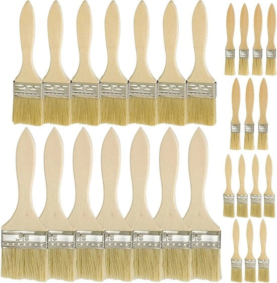 Set di pennelli piatti - 24-38-45-60 mm di larghezza - manico in legno - verniciare dipingere colla a caldo.