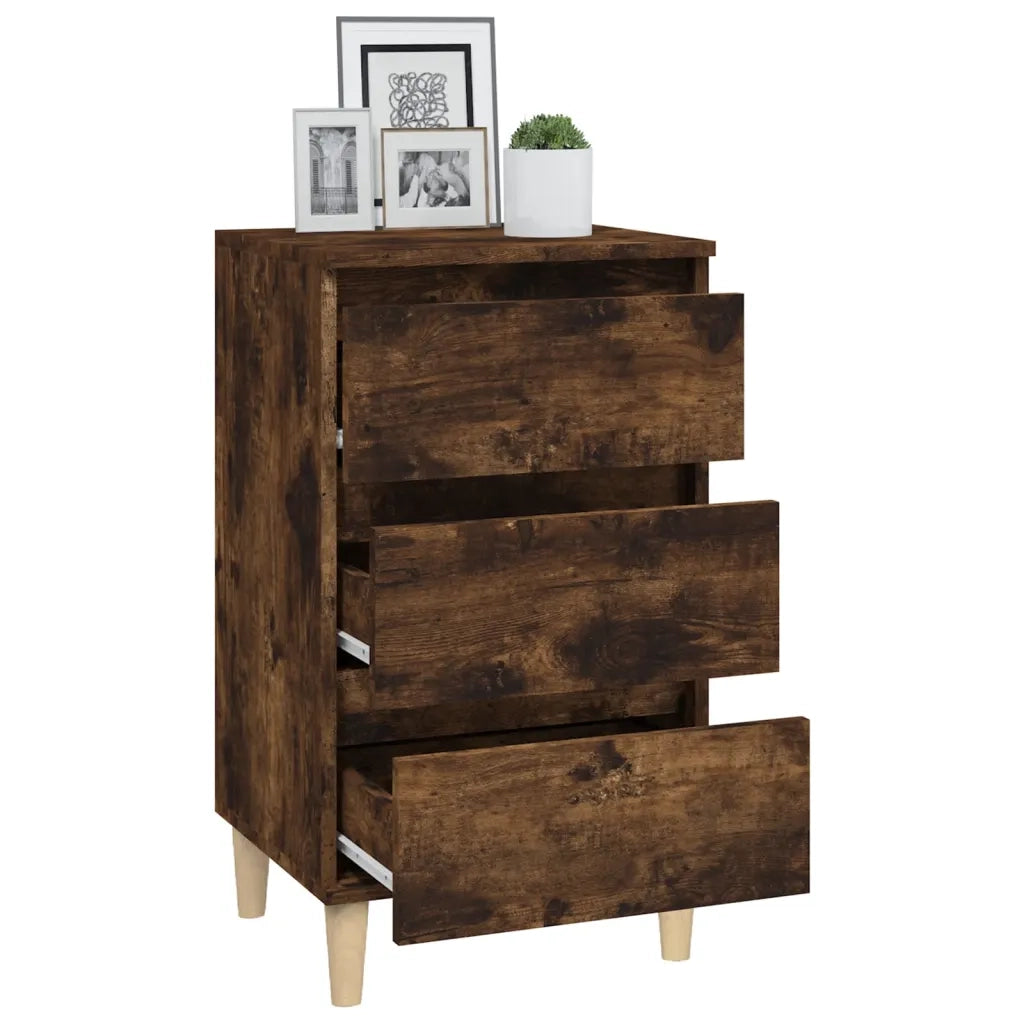 Comodino | Armadio da Notte | Mobiletto da notte Rovere Fumo 40x35x70 cm Legno Multistrato
