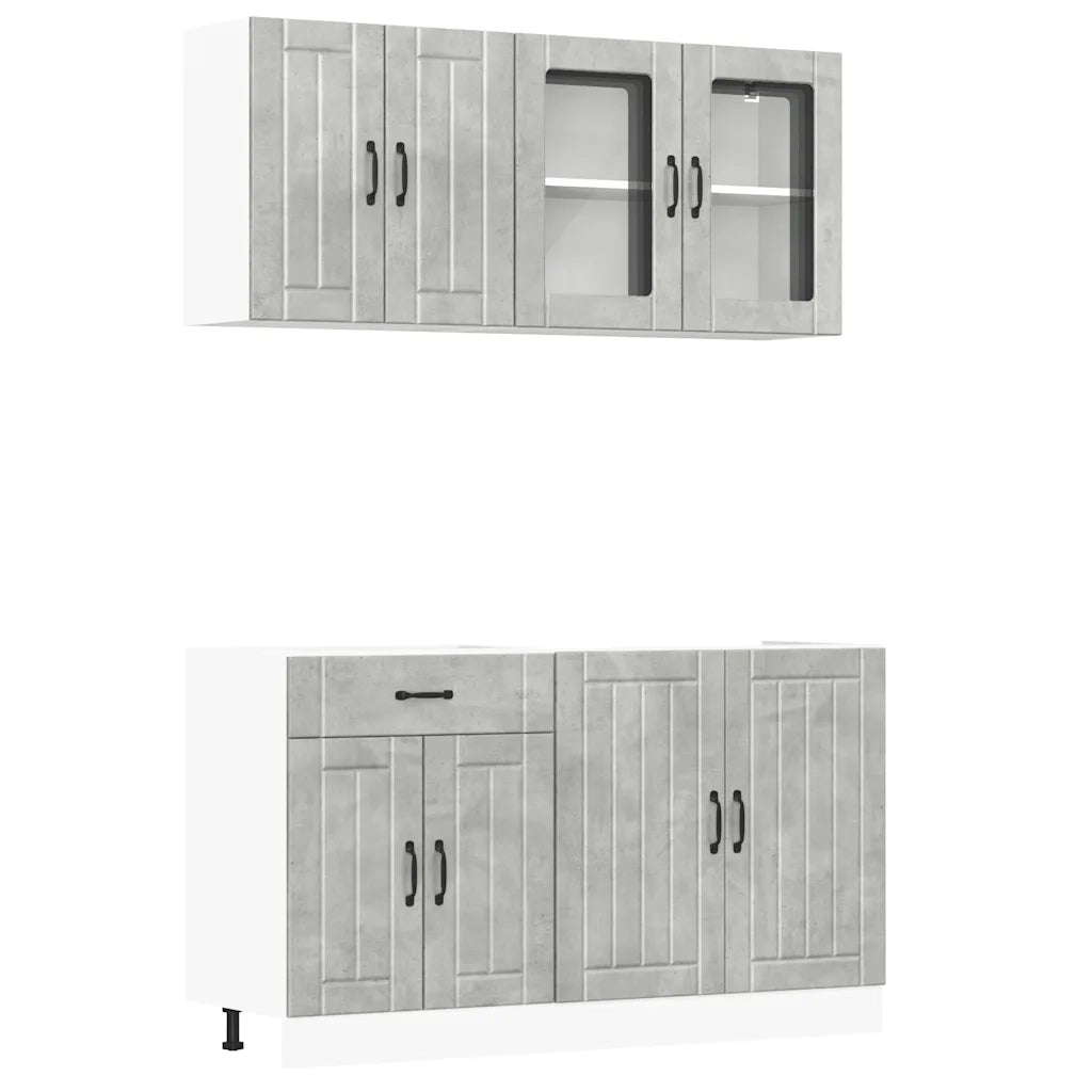 Set Mobili da Cucina 4 pz Kalmar Grigio Cemento in Truciolato