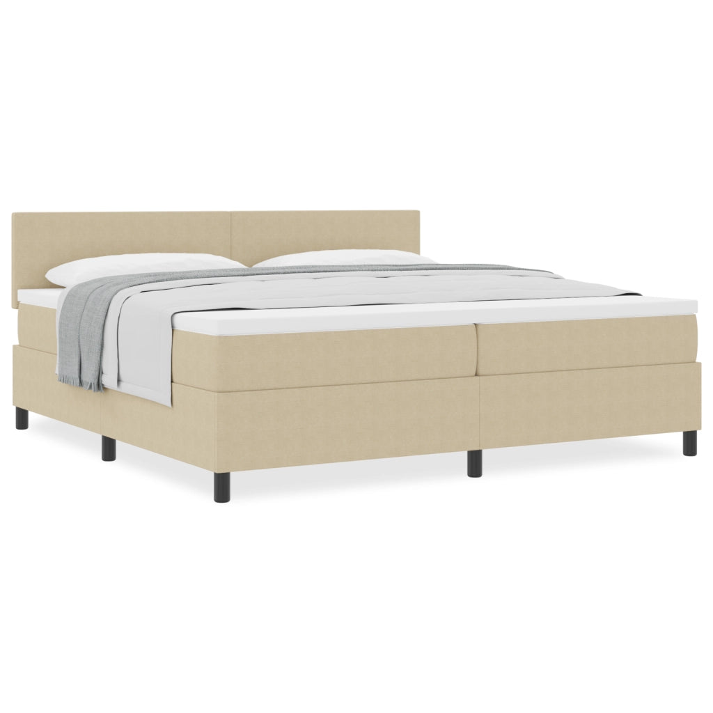 Letto con box spring con materasso beige 200x200 cm tessuto in corduroy