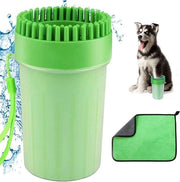 Pulitore per zampe di animali domestici portatile, pulitore per zampe di cane e gatto in silicone, con asciugamano.