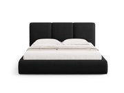 Cosmopolitan Design - Letto a cassettone con testiera "Nicolas" 140x200cm in ciniglia nero 
