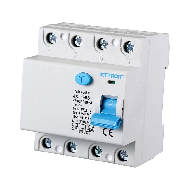 Interruttore Differenziale Puro 4P 63A 6kA 300mA 380V Salvavita Differenziale Occupa 4 Moduli DIN