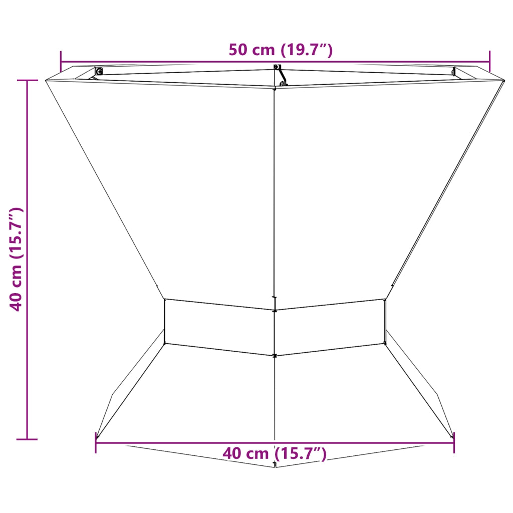 Bracere Esagonale Nero 50x50x40 cm Acciaio