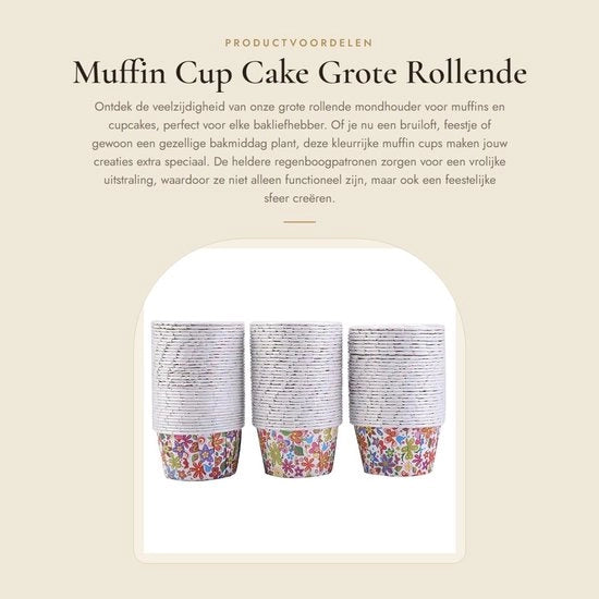 Accessori per la cottura - Cupcake - 100 pezzi - Supporto rotante per muffin - Disegno arcobaleno - Alta temperatura - Alta qualità - Forme a cupcake