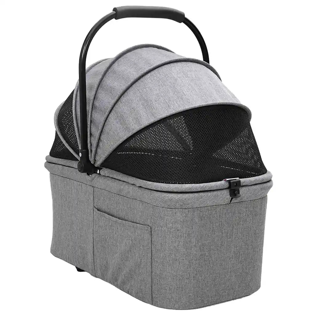vidaXL Passeggino pieghevole per animali Grigio 81 x 47 x 99 cm