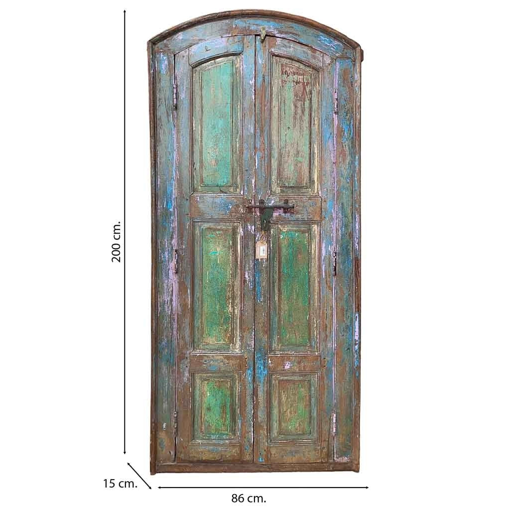 Porta artigianale in legno blu 86x15x200h cm