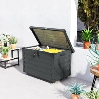 Baule da Esterno da 295L con Serratura e 2 Maniglie, in Acciaio Zincato, 120x62x66 cm, Grigio Scuro