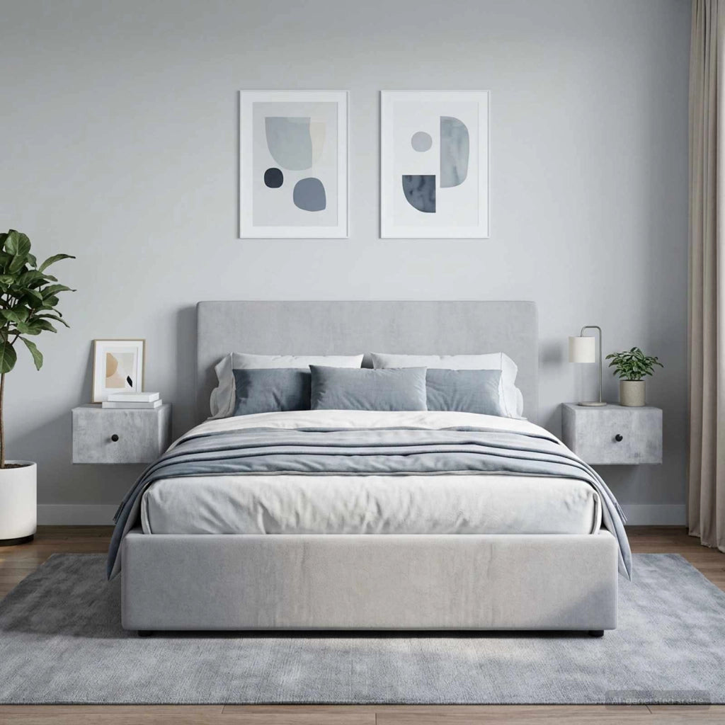 Mobiletto da notte a muro 2 pz Grigio Cemento 34,5 x 33 x 20 cm 899112