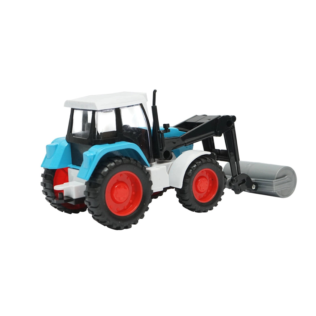 Trattore blu con cilindro compattatore, 175x65x80mm giocattolo per bambini +3 anni