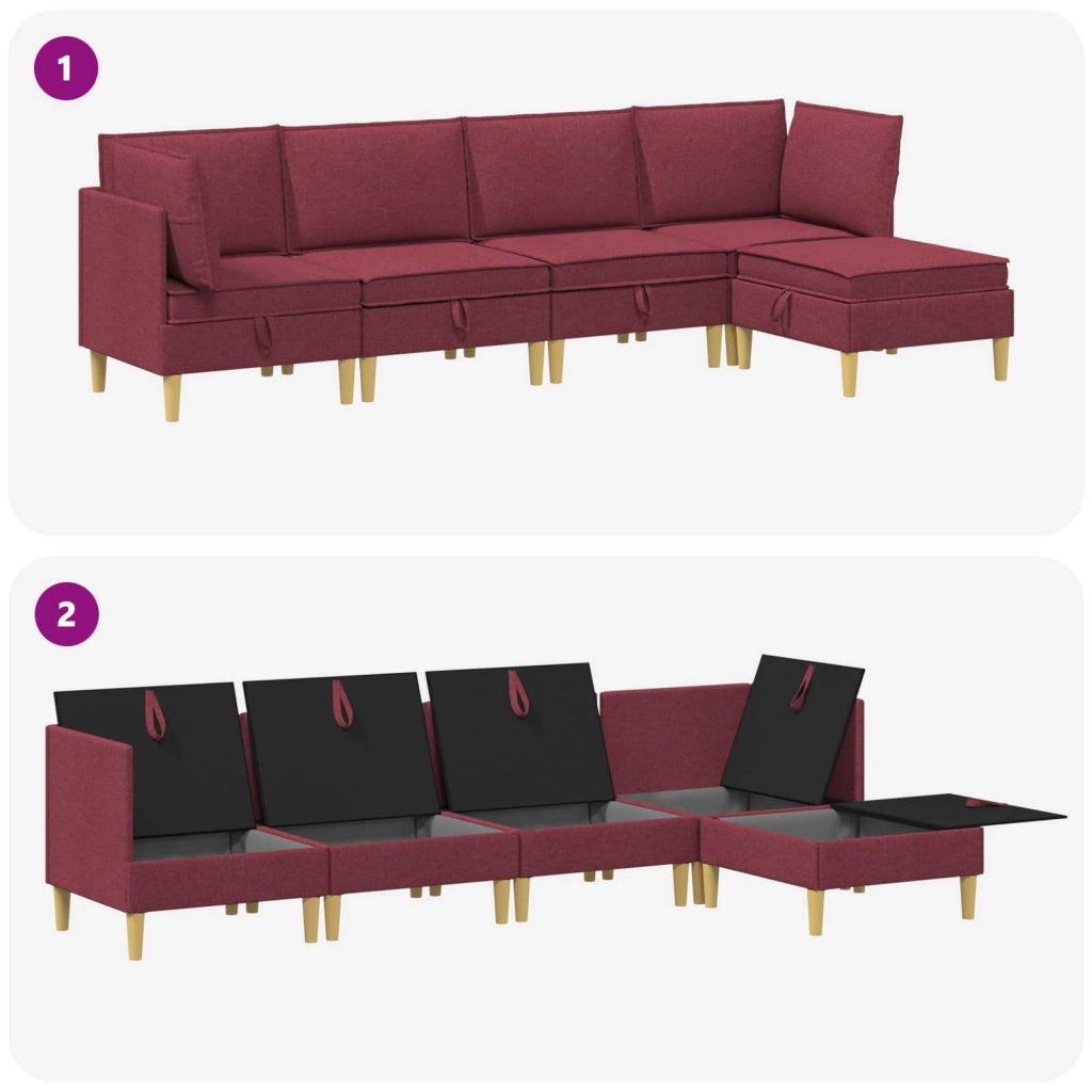 Set di mobili per il soggiorno 5 pcs Rosso Vino Tessuto 3413691