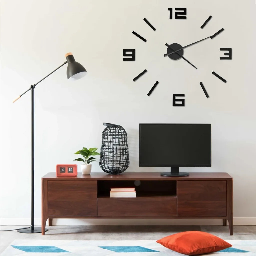 Orologio da Parete 3D Design Moderno Nero 100 cm XXL 325156