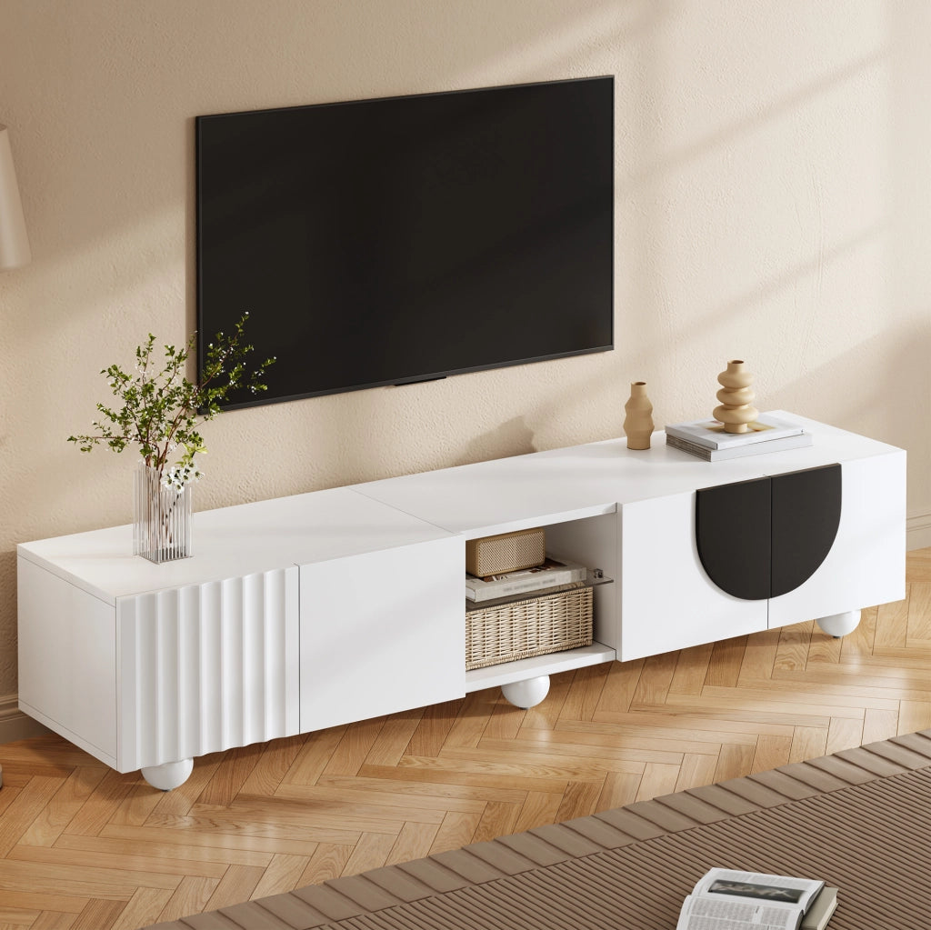 Mobile TV 180x40x41,5 cm bianco MDF con vano aperto e ante push to open