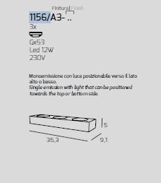 ECCENTRIC APPLIQUE 3 LUCI MONOEMISSIONE GRIGIO ANTRACITE 1156-A3-GA