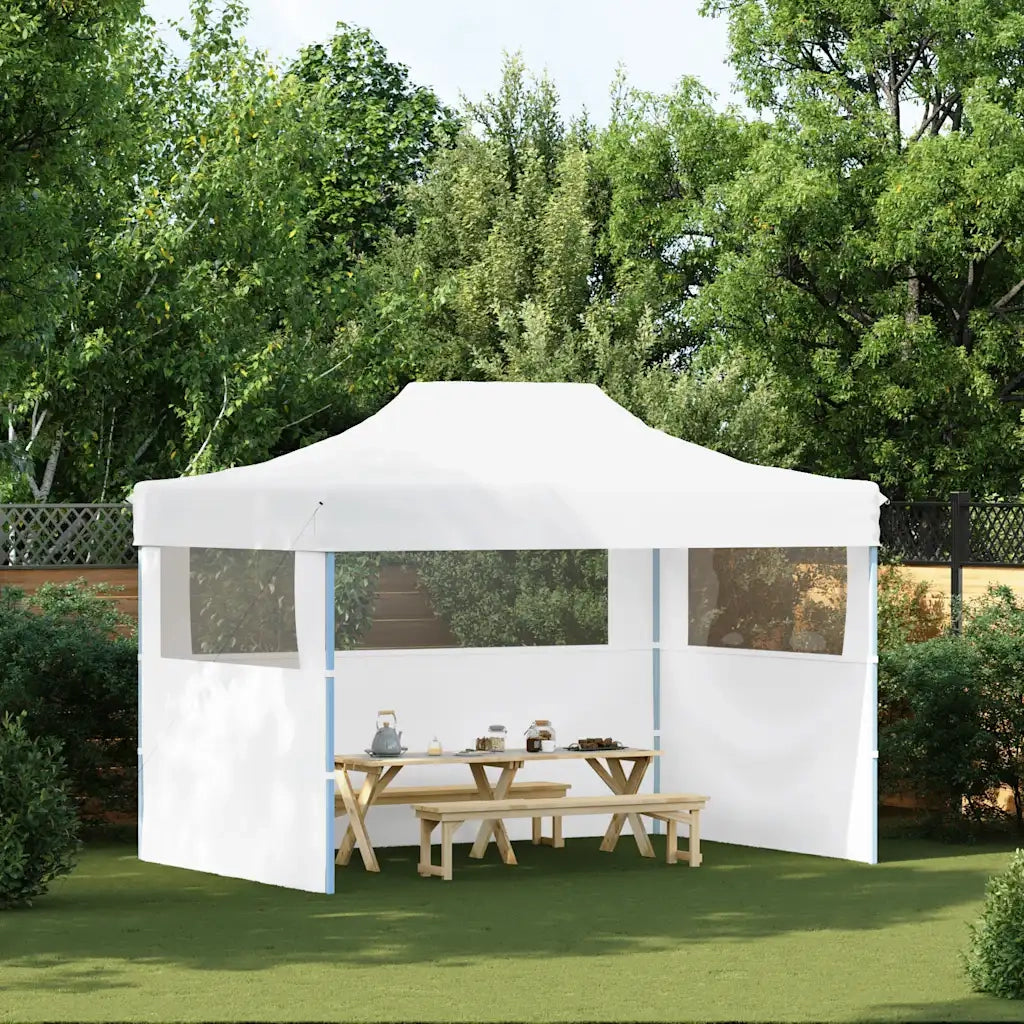 Gazebo Professionale Pieghevole 3 Pareti 280x410x315 cm Acciaio Bianco