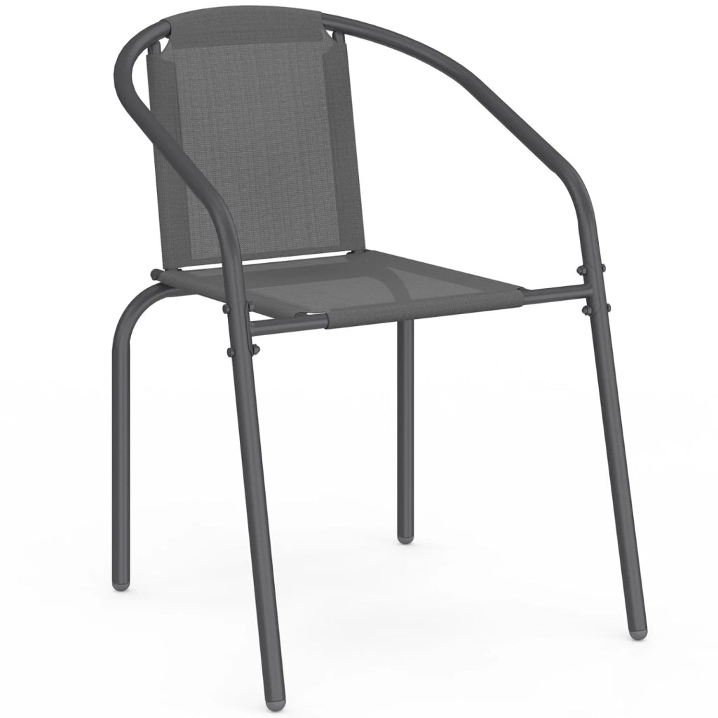 IDMarket - Set di 6 sedie da giardino impilabili THELMA in metallo e textilene, grigio antracite