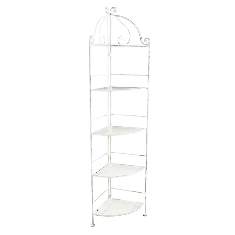 SCAFFALE ARIANNE CON 5 PIANI AD ANGOLI BIANCO ANTICO 50 X 35 X H175 CM