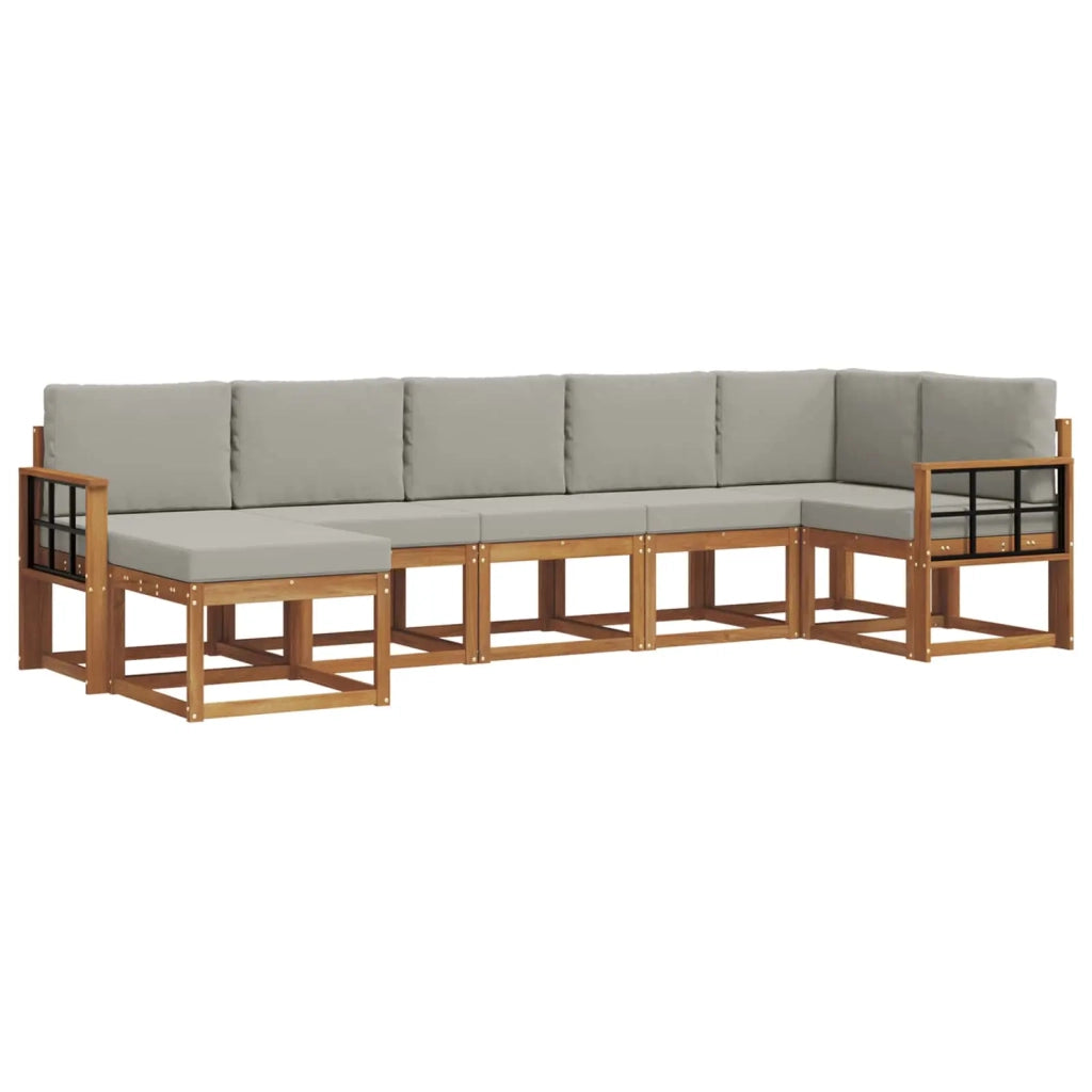 Set di divani da esterno 7 pcs Grigio Naturale e Chiaro 3366719