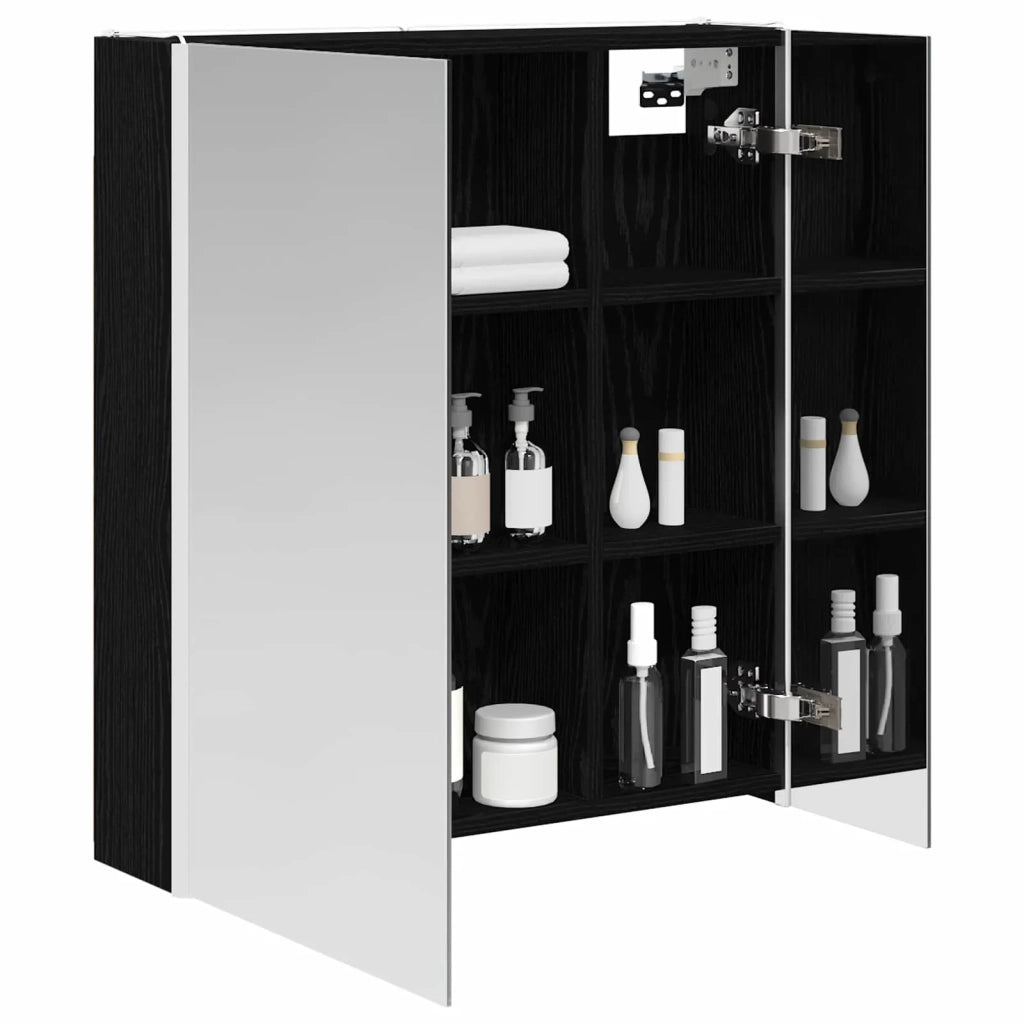 Mobiletto per specchio da bagno Rovere Nero 63,5 x 15,5 x 70 cm 889240