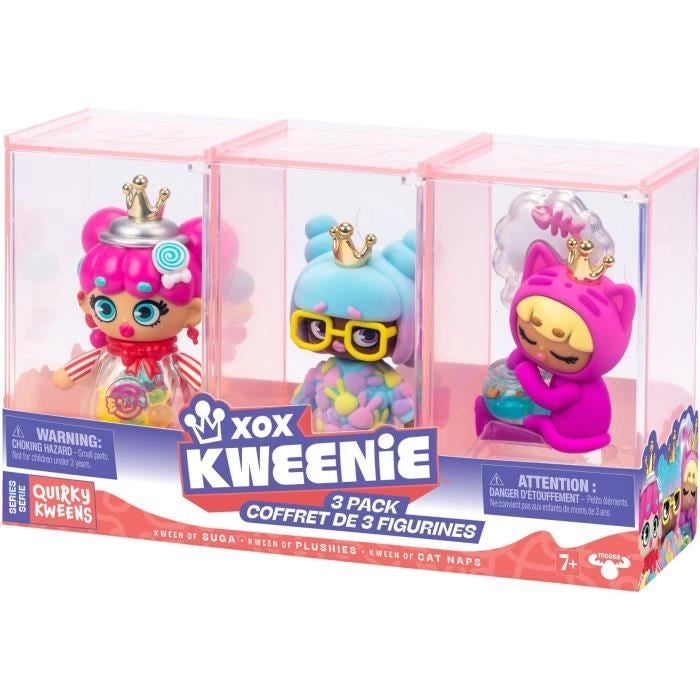 Confezione di bambole - XOX KWEENIE - Serie Quirky - 13 cm - 3 bambole incluse - Finiture uniche