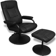 Poltrona lounge divano stile club con poggiapiedi pelle sintetica nera 1102063/4