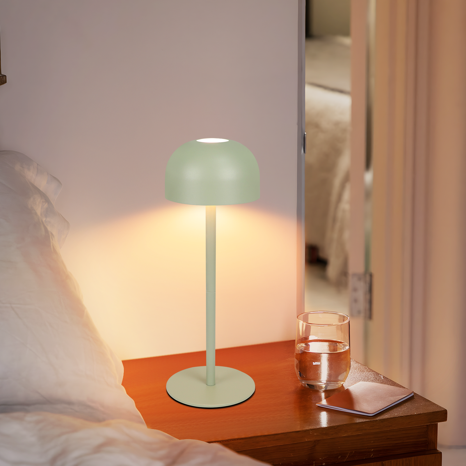 ZMH Lampada da tavolo LED set 2 pezzi verde wireless dimmerabile 3 temperature per camera letto soggiorno