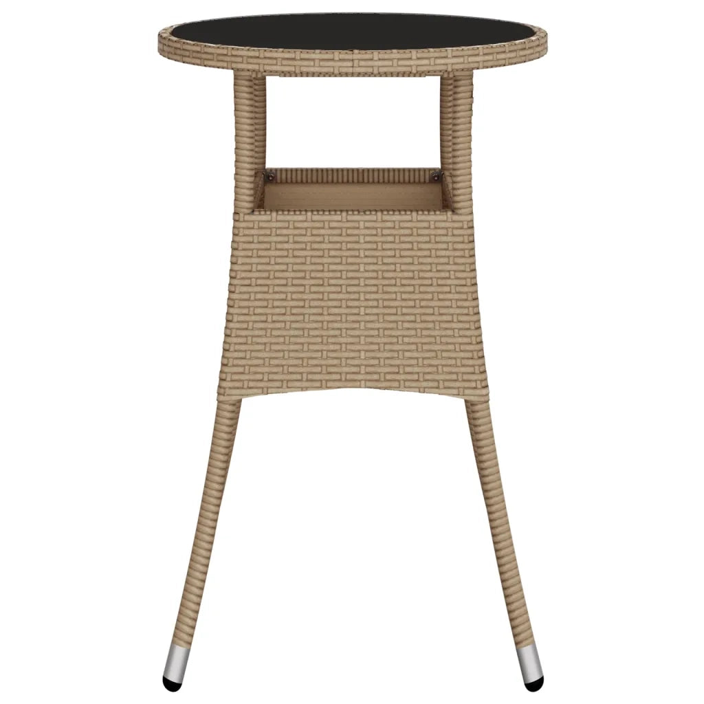 Tavolo da Giardino Ø60x75 cm Vetro Temperato e Polyrattan Beige 310601