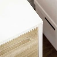 Mobile TV Moderno max 50" in Truciolato con Cassetti, Ripiani Aperti e Armadietti, 110x40x50 cm, Bianco e Colore Legno