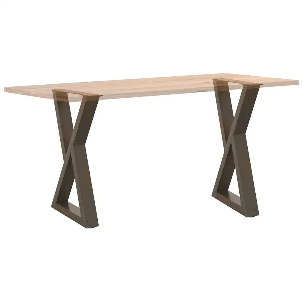 Gambe per tavolo da pranzo 2 pz in acciaio naturale 60x(72-73,3) cm