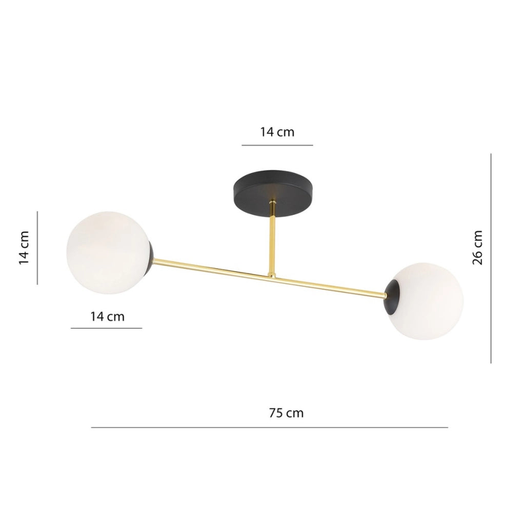 Lampada a sospensione MAGNUM in oro e vetro opalino