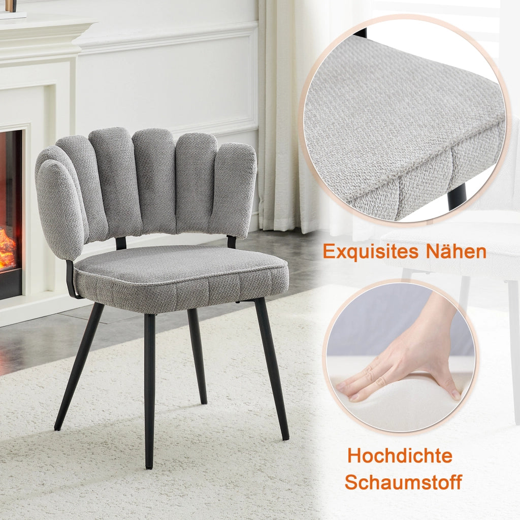 Tavolo Rotondo con 2 Sedie da Pranzo ¨C MINIMAL ¨C Piano MDF, Gambe Metallo Nero, Tessuto Grigio
