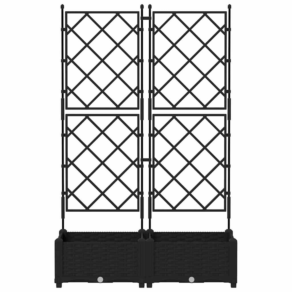 Set di 2 fioriere da esterno moderne 80 x 40 x 125,5 cm resistenti ed eleganti in acciaio nero 02_0058535