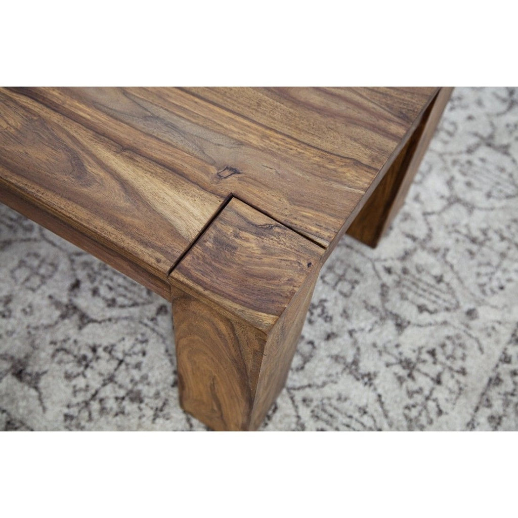 Tavolino basso ORBO rettangolare 100 cm – Tavolino basso rustico in legno massiccio di sheesham