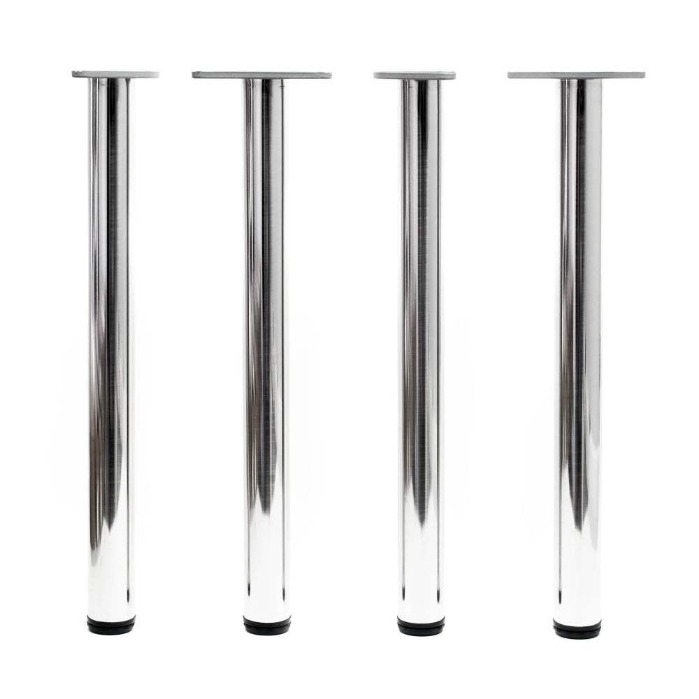 Set 4 gambe tavolo regolabili in acciaio inox nichel Ø 60mm 710mm