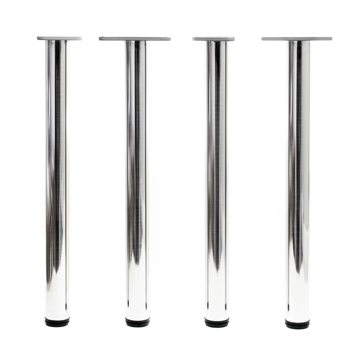Set 4 gambe tavolo regolabili in acciaio inox nichel Ø 60mm 710mm