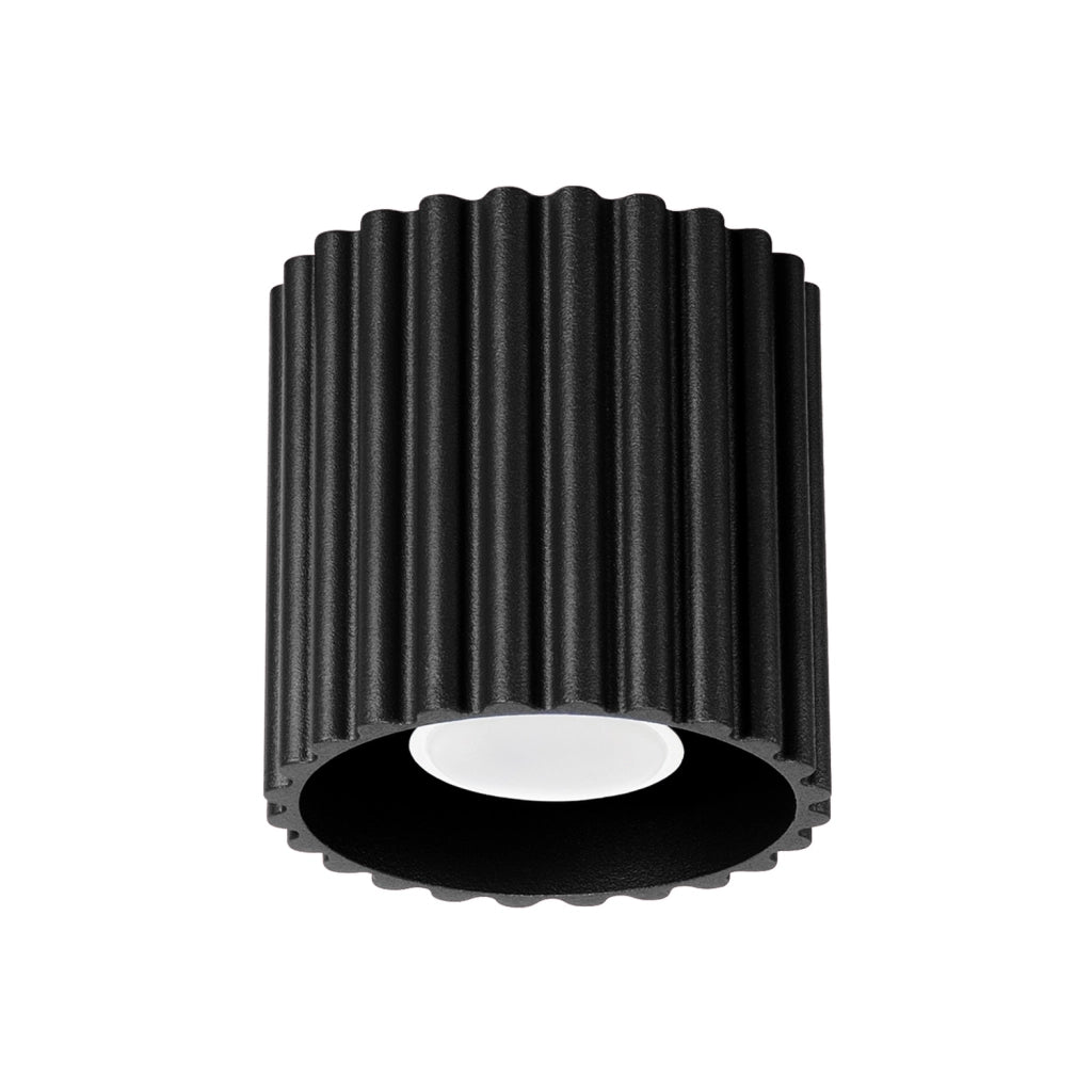 Spot soffitto rigato tondo nero 10cm GU10 VISTAO PureLume