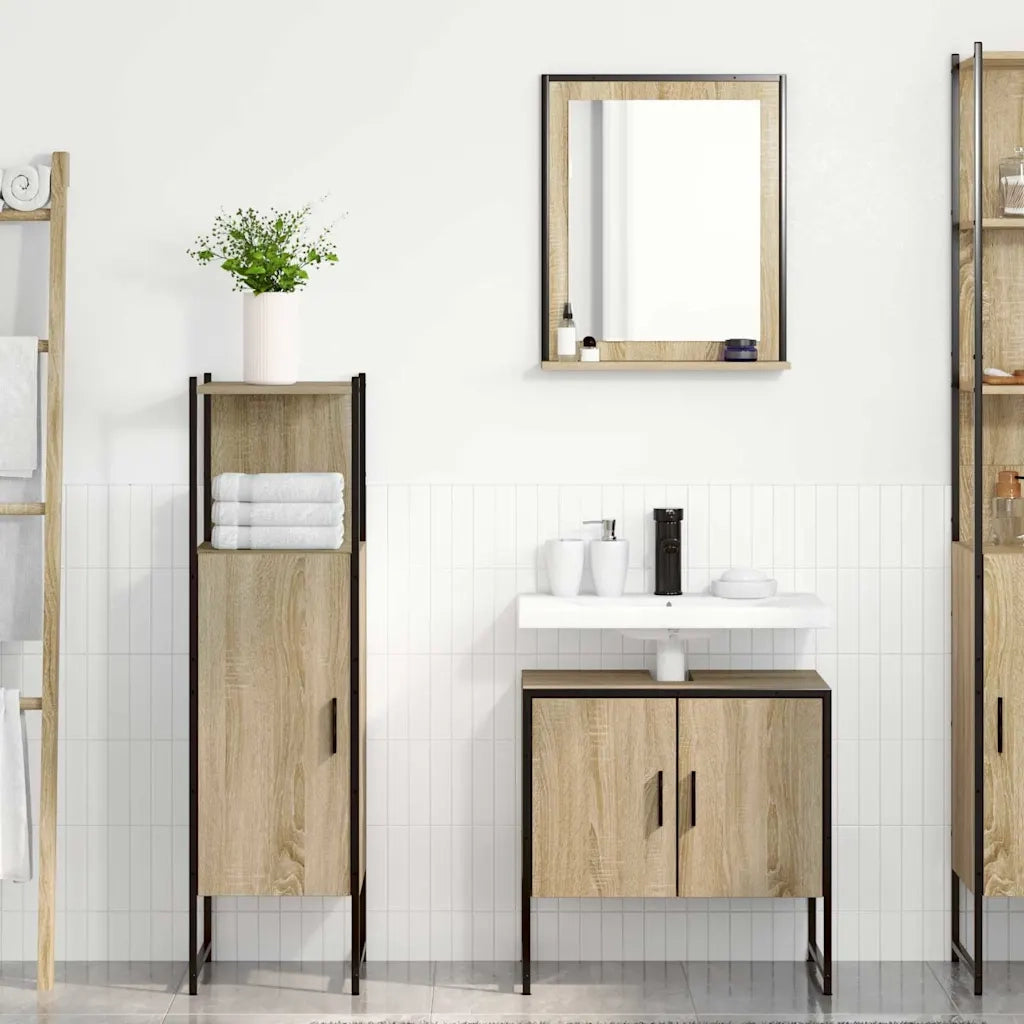 Set di mobili per il bagno 3 pcs Marrone Legno multistrato 3345145