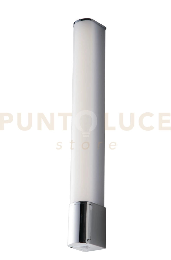 APPLIQUE LED BLASTER BIANCA E CROMO 8W 1000LM 4000K IP44 CON PRESA SCHUKO E INTERRUTTORE 49,2X5,9X6,6CM