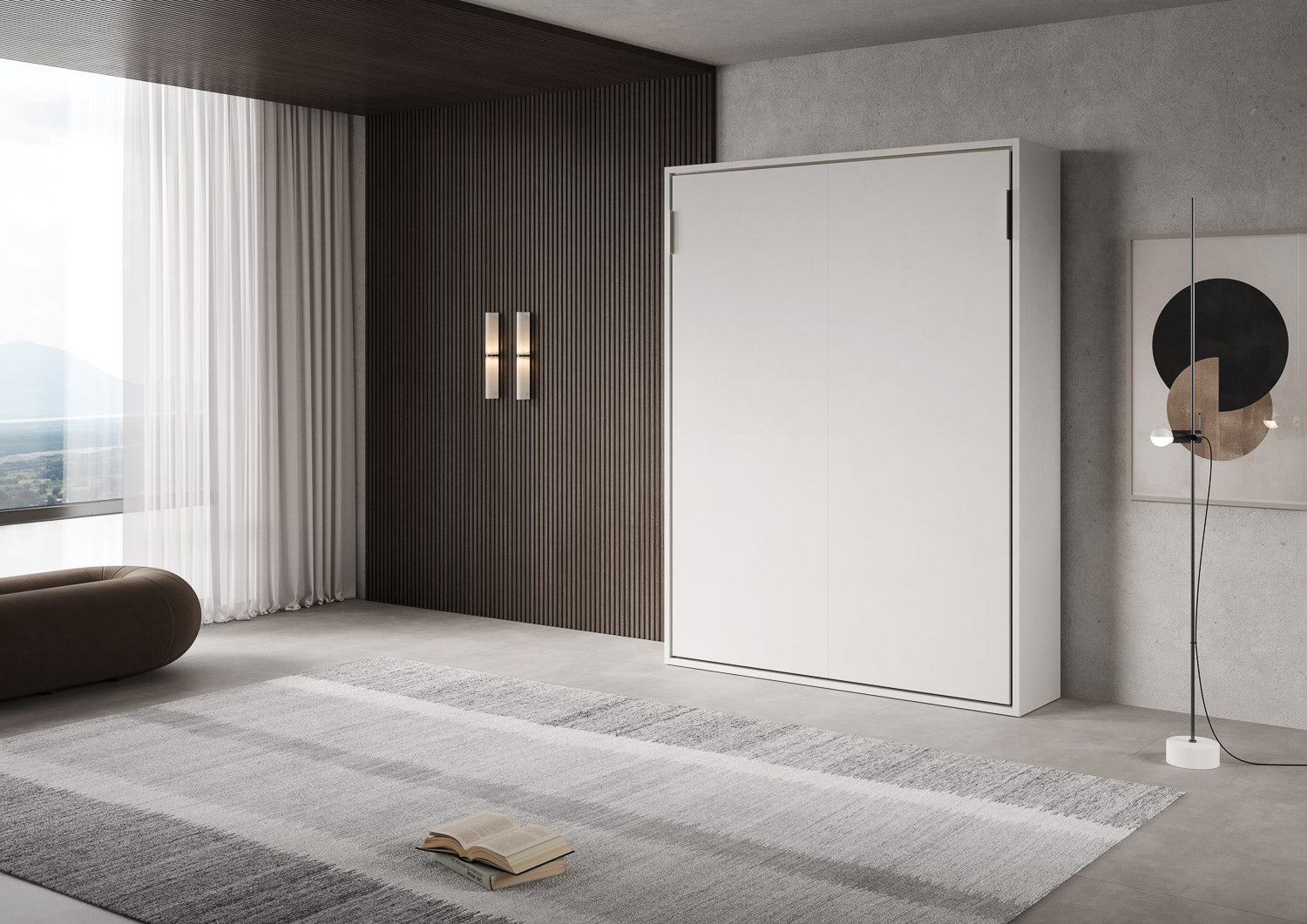 Letto Matrimoniale Francese A Scomparsa 140 Versia Bianco