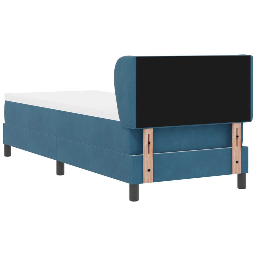 letto box spring  con materasso blu scuro 80x200 cm in velluto