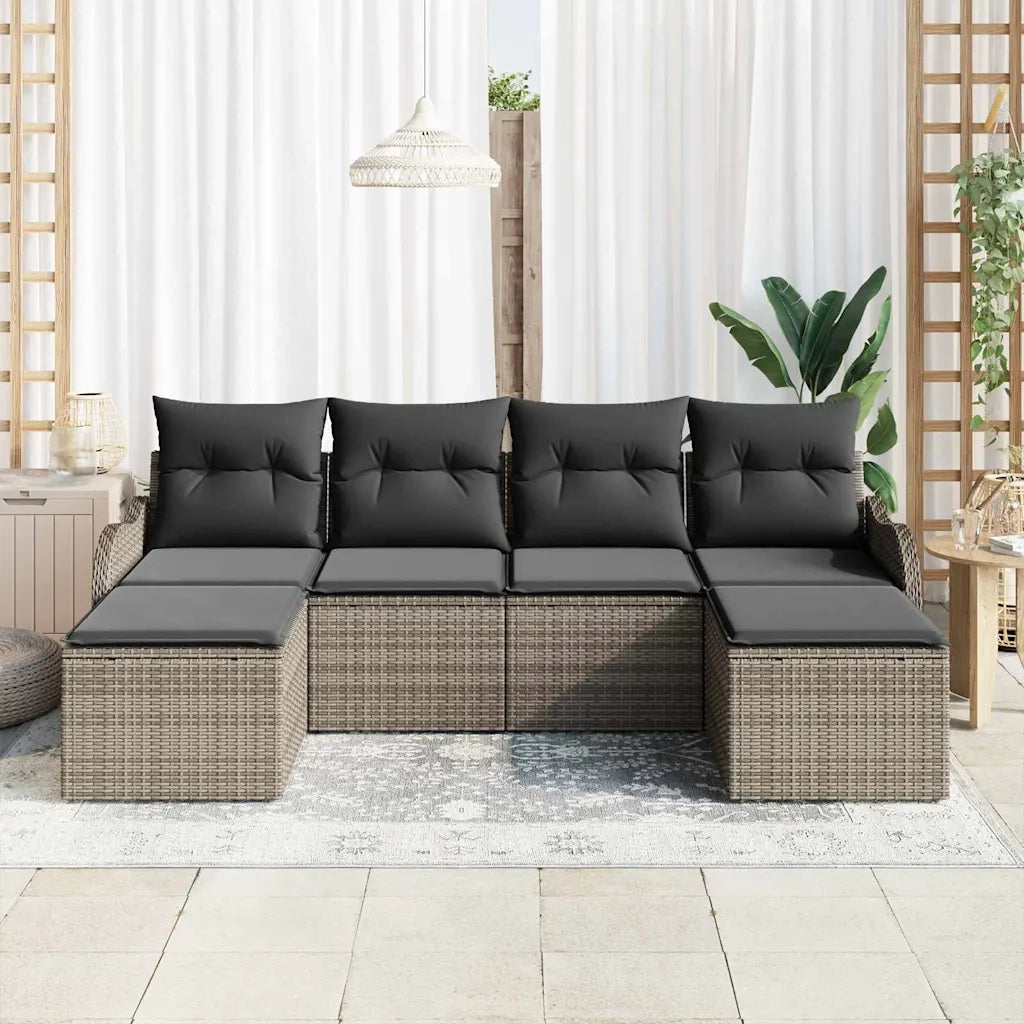Set Divano da Giardino 6 pcs Grigio polyrattan 3354478