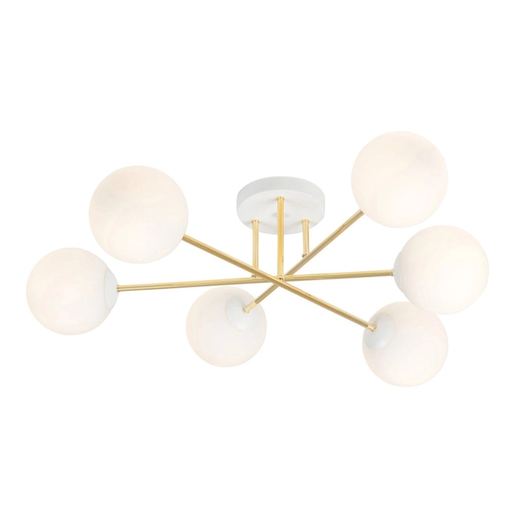 Lampada a sospensione Magnum con struttura oro e sfere in vetro