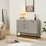 Comò Lavangen con Anta e 3 Cassetti 75 x 100 x 35 cm Nero / Grigio Chiaro [en.casa]