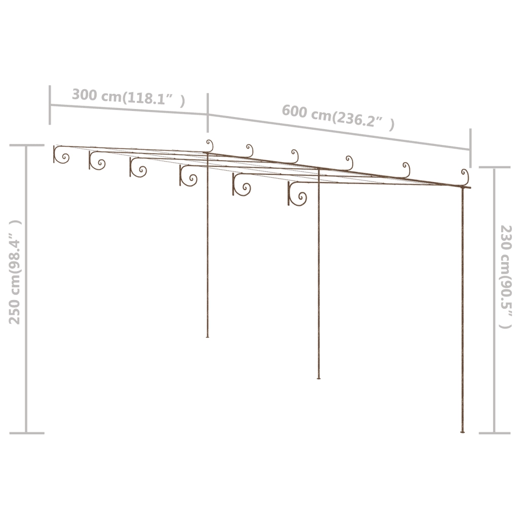 Pergolato da Giardino Marrone Anticato 6x3x2,5 m in Ferro CFW3241873