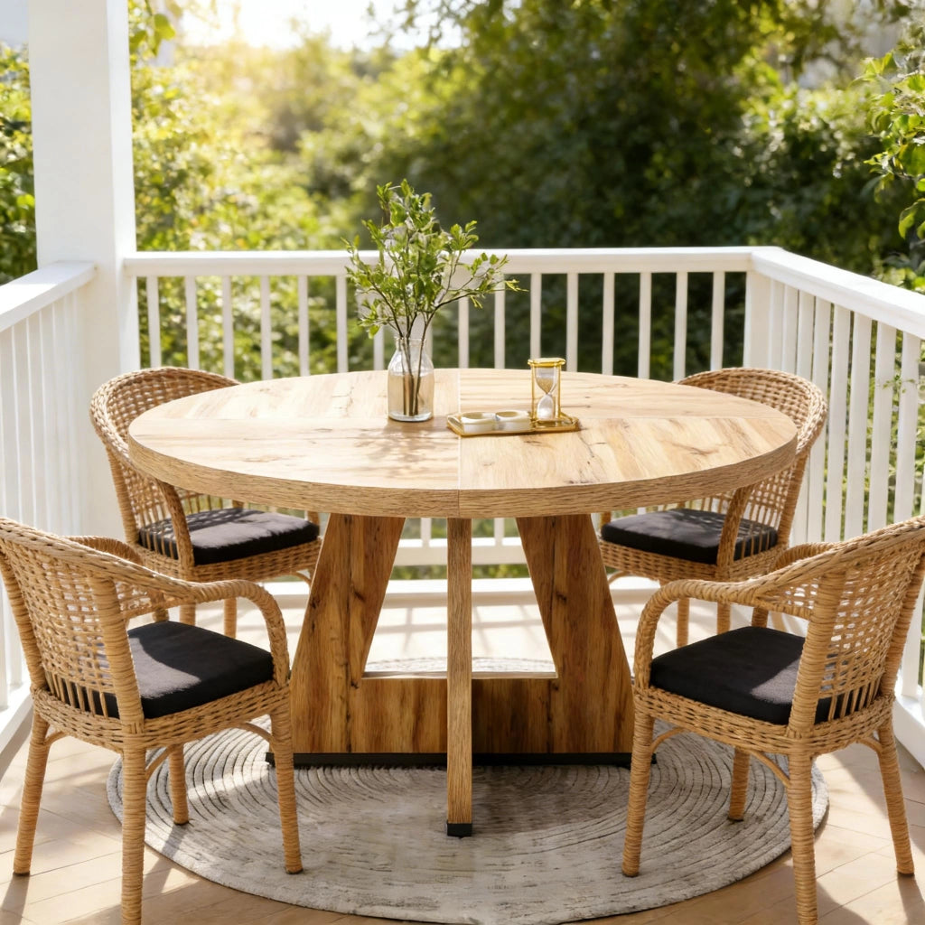 TAVOLO ROTONDO da pranzo 120 cm Legno naturale, solo tavolo