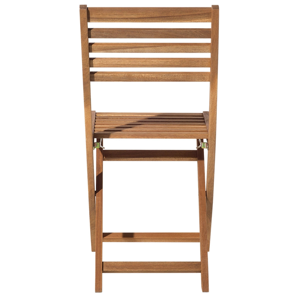 Set da bistrot 3 pezzi in legno massello di acacia chiaro cuscini gialli a doghe pieghevoli design scandinavo moderno