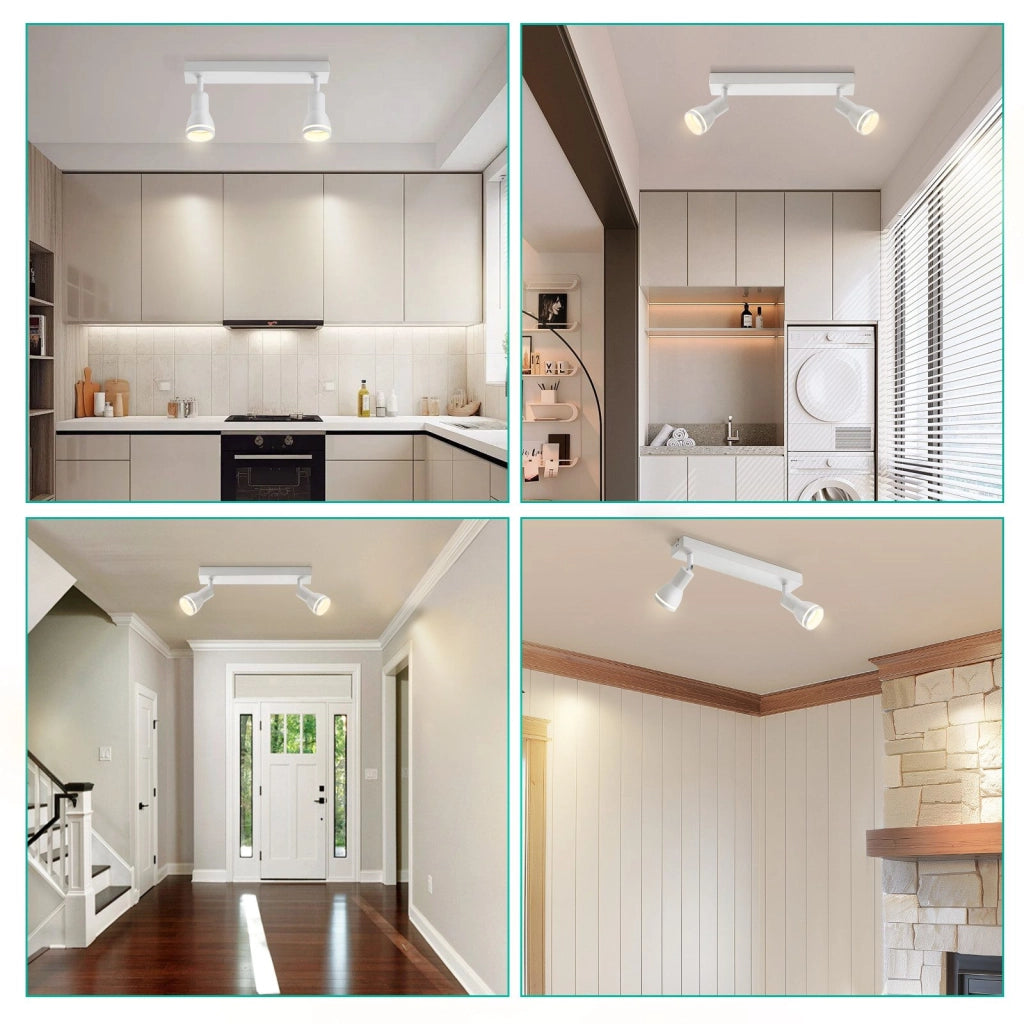 ZMH Faretto da soffitto LED bianchi 2 lampadine GU10 orientabili moderni per soggiorno