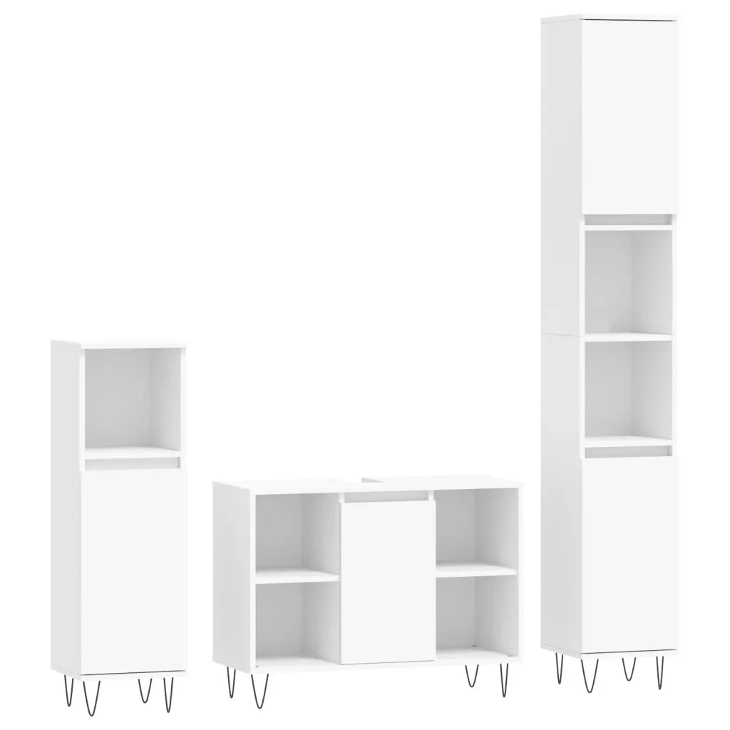 Set Mobili da Bagno 3 pz Bianco in Legno Multistrato 3190299