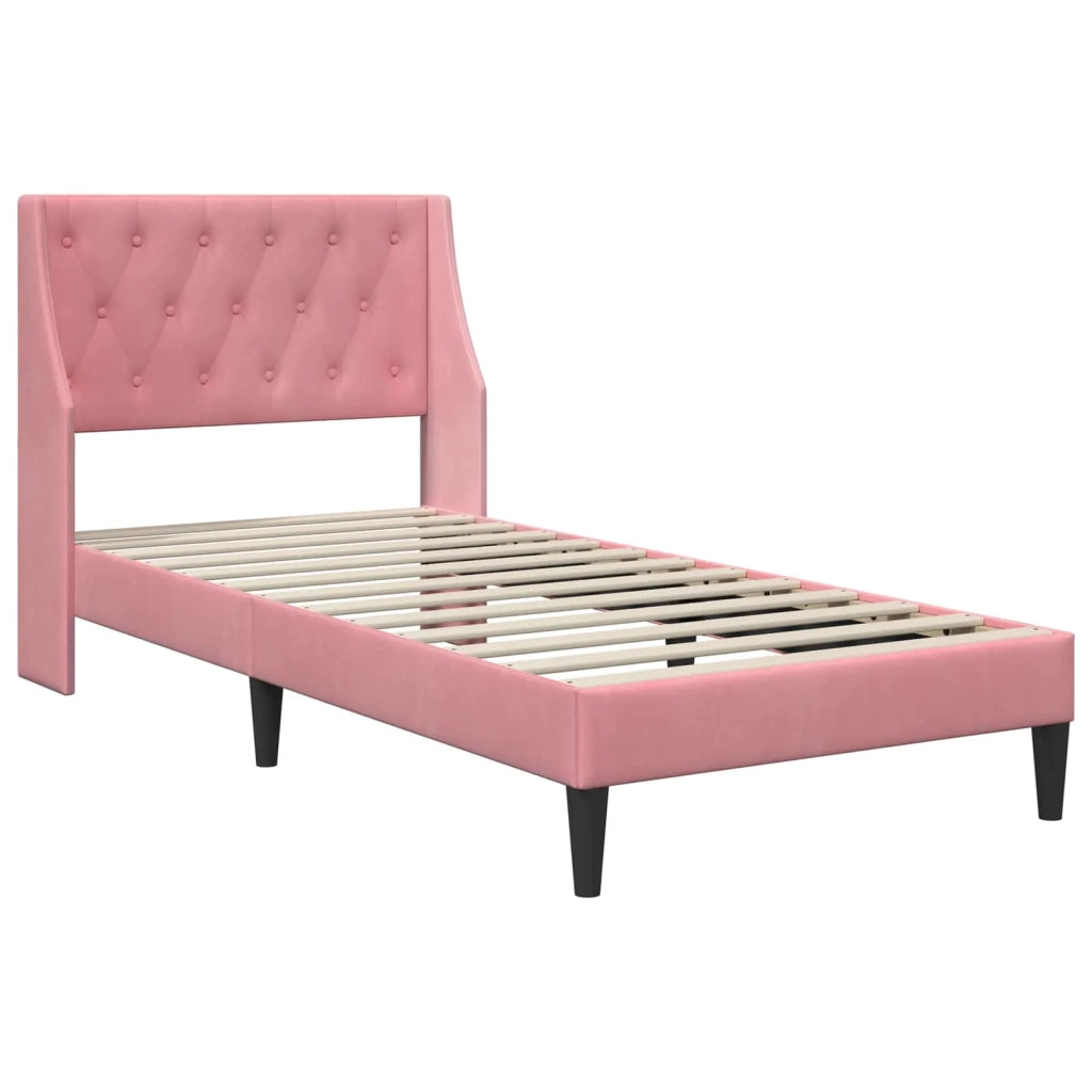 Struttura del letto con testiera Rosa 80 x 200 cm Velluto