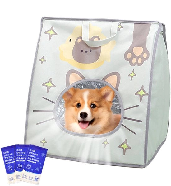 Borsa per Gatti, Carriera per Animali Domestici, 38,8x30cm Pacco di Ghiaccio Sistema di Raffreddamento, Progettato per il Comfort, Sostegno Portatile per Interno, Auto, Bicicletta, Campeggio, Viaggi Aerei